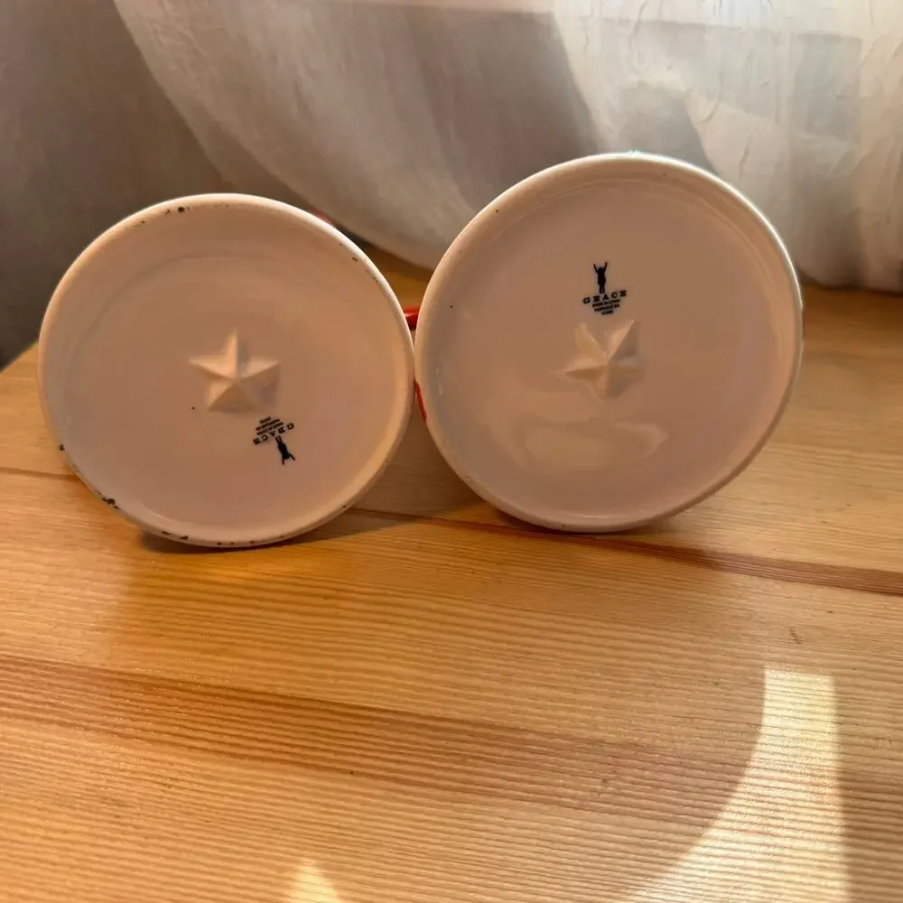 Anthropologie Grace Sugar & Creamer Set Red Floral Ceramic